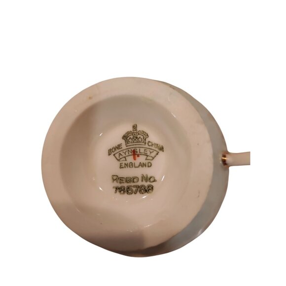 Aynsley Fine Bone China Baby Blue Tea cup with Anemones flowers and saucer - Picture 4 of 4